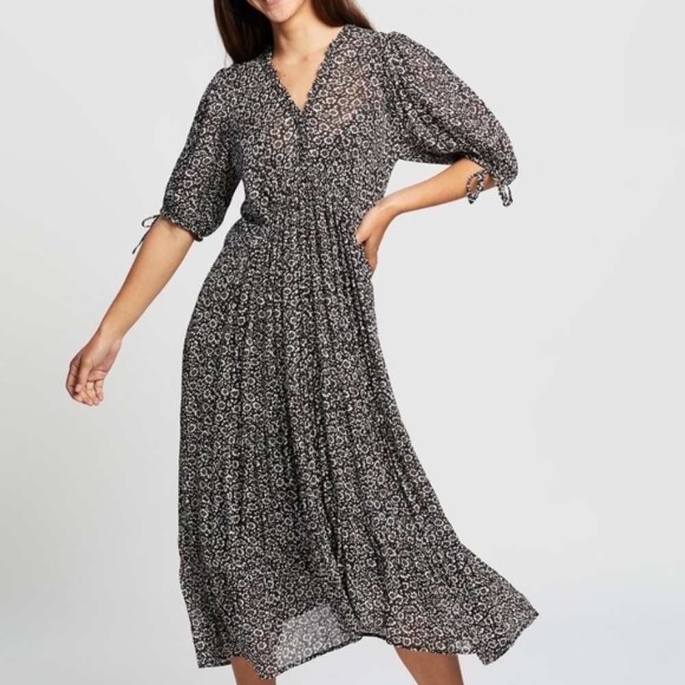 AUGUSTE The Label Marlowe Rye Midi Dress Charcoal  US 8 - Picture 8 of 14
